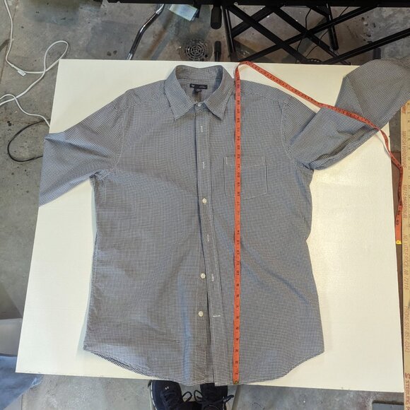 Gap Size Large Poplin Dark Gray/White Checked Button Down Long Sleeves - Picture 11 of 14
